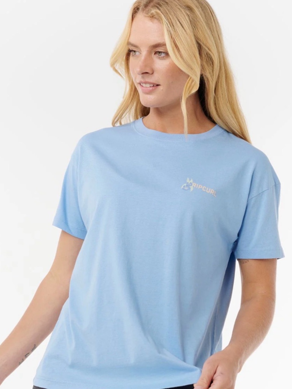 Rip Curl Pastel Blue Short Sleeve Logo Tee women’s Mid blue M